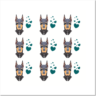 Doberman pinscher dog pattern Posters and Art